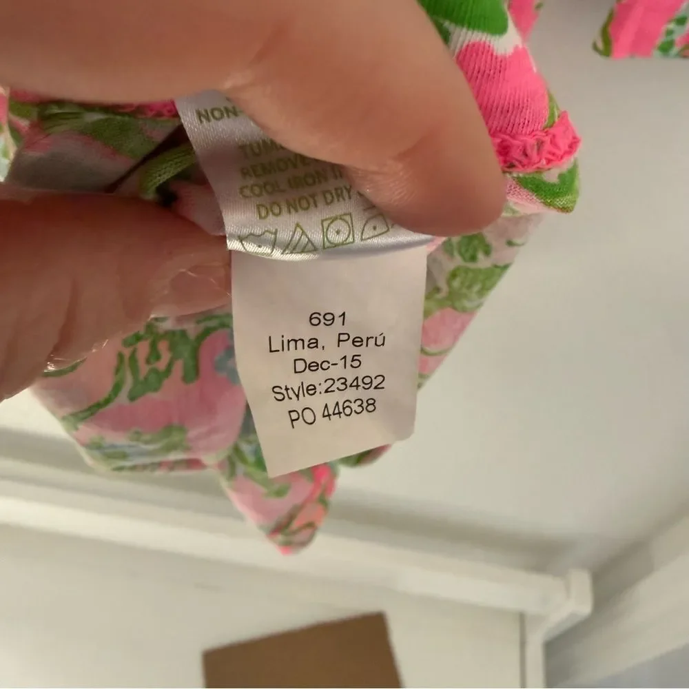 Lilly Pulitzer Mini Marlowe T-Shirt Dress 23492 Southern Charm Print Pink Green